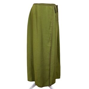 Lili Wrap Maxi Skirt Summer M Olive Boho Flowy Minimalist Beach